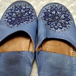 WOMEN'S LEATHER TOPY SLIDES/FLATS/SLIPPERS